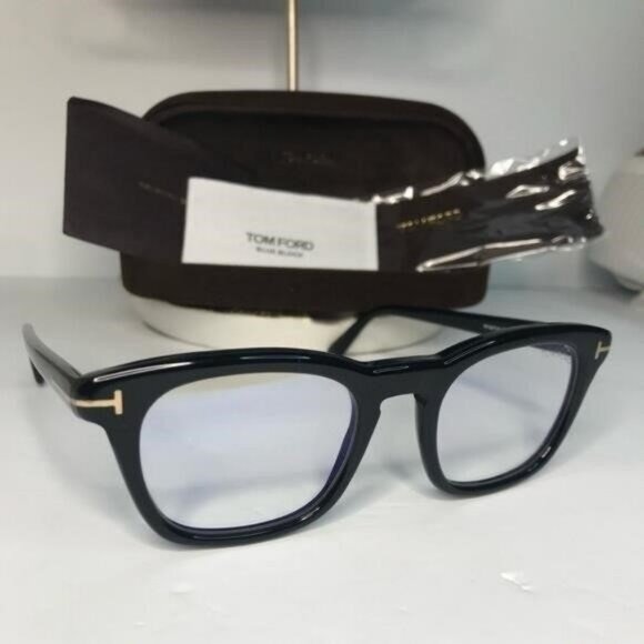 New Authentic Tom Ford Blue Light Block Square Unisex Eyeglasses FT5542-B 001 50 - Picture 11 of 12